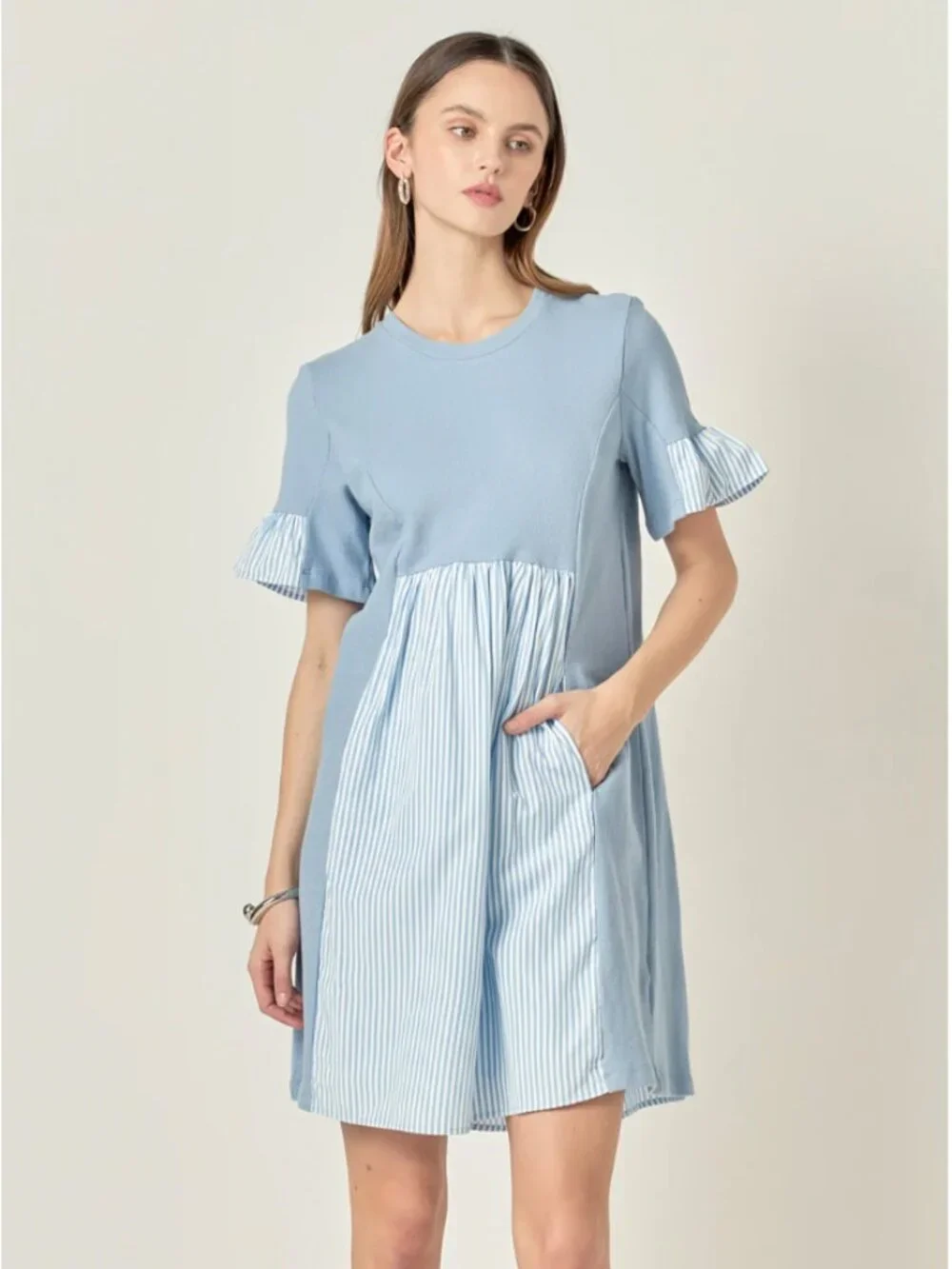 poplin combo knit dress english factory English Factory